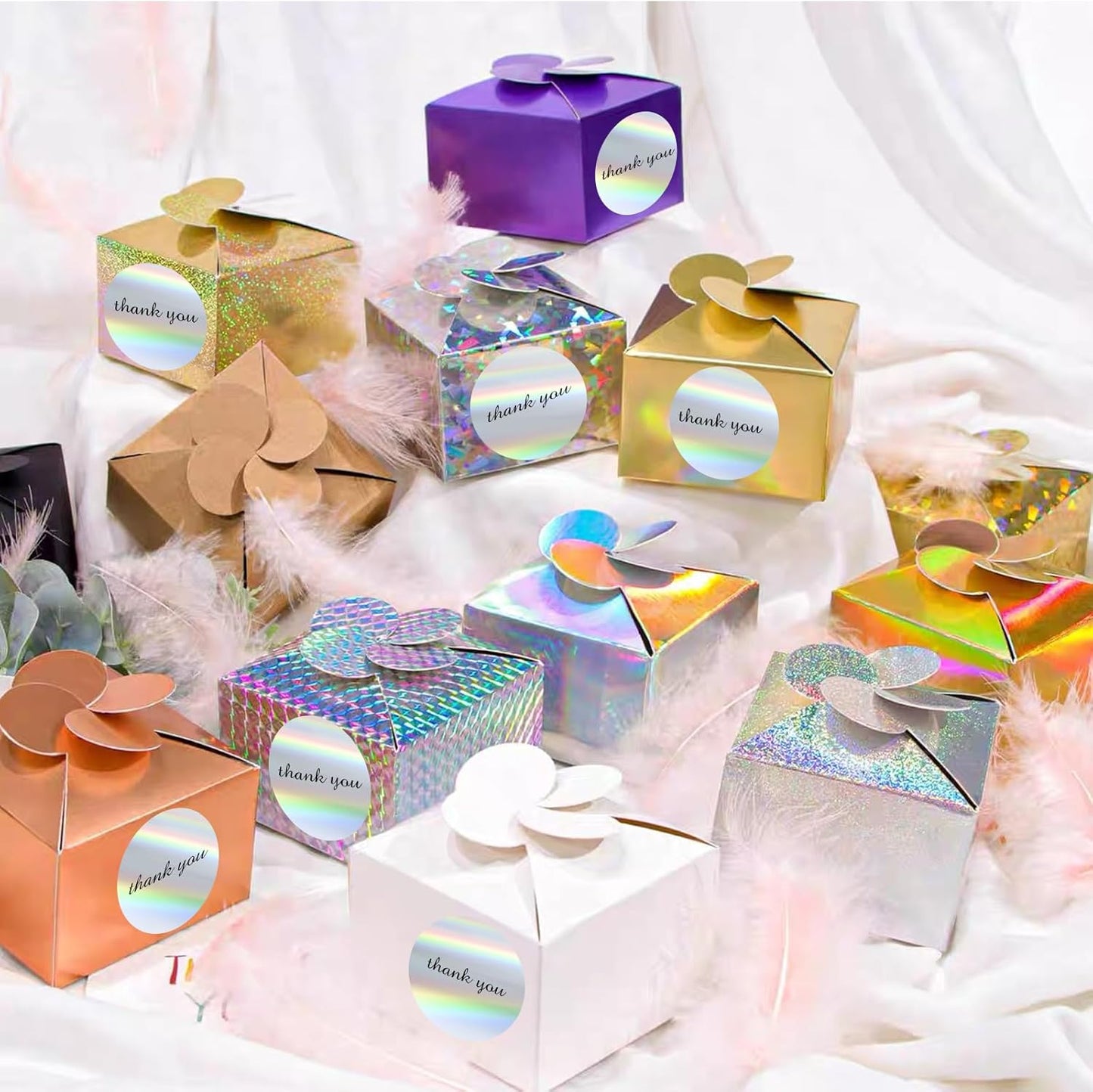 2" Circle Holographic Thermal Label Stickers, Round Printable Rainbow Glitter Thermal Printer Sticker Labels for Gift Wrapping, Self-Adhesive Name Price Tag DIY Custom Logo Design- Silver