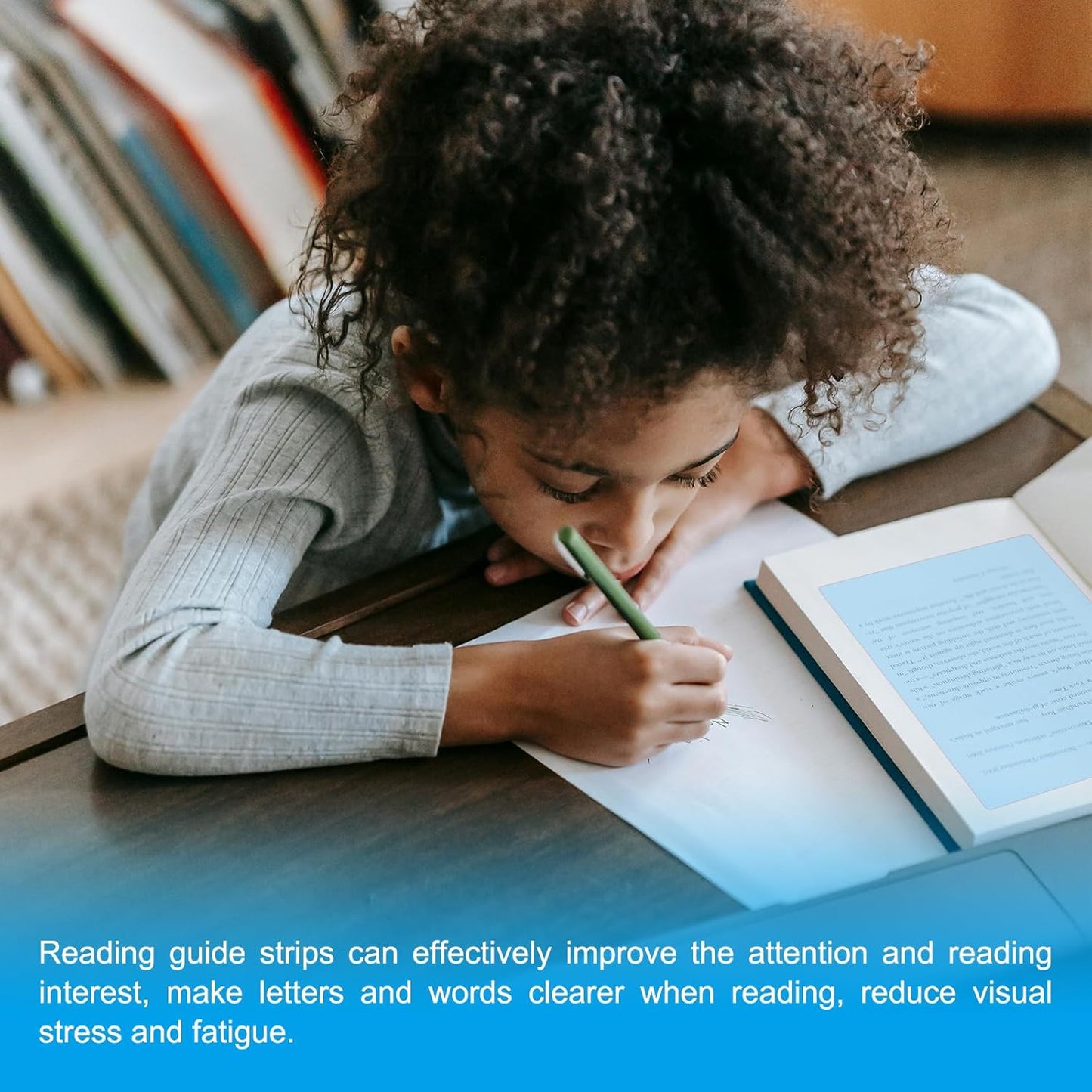 PATIKIL A4 Size Guided Reading Sheet, 5pcs Correction Lighting Gel Filter Colored Overlay Transparent Color Film for Classroom Photo Studio, Sky Blue