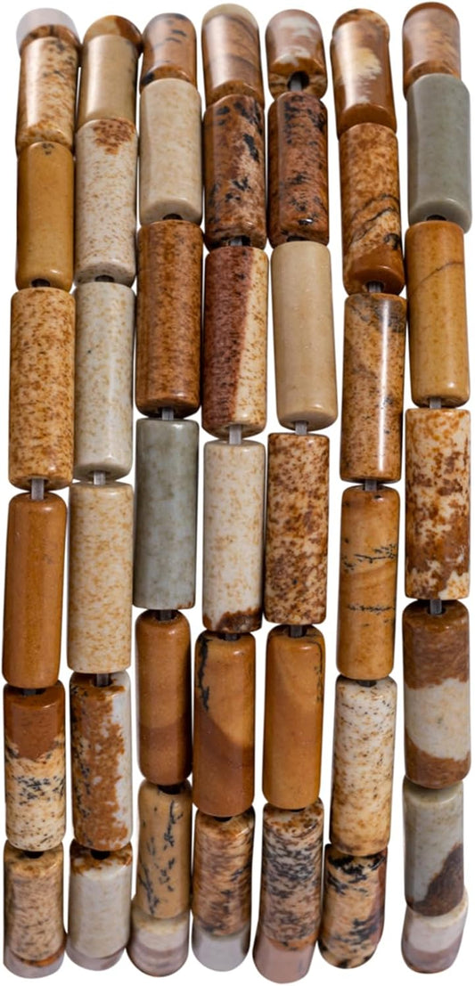 Natural Blown Picture Stone Cylinder Tube Beads 4x13mm 38cm/str Loose Semi Gemstone Stone Beads for Making Bracelets Necklace Earrings