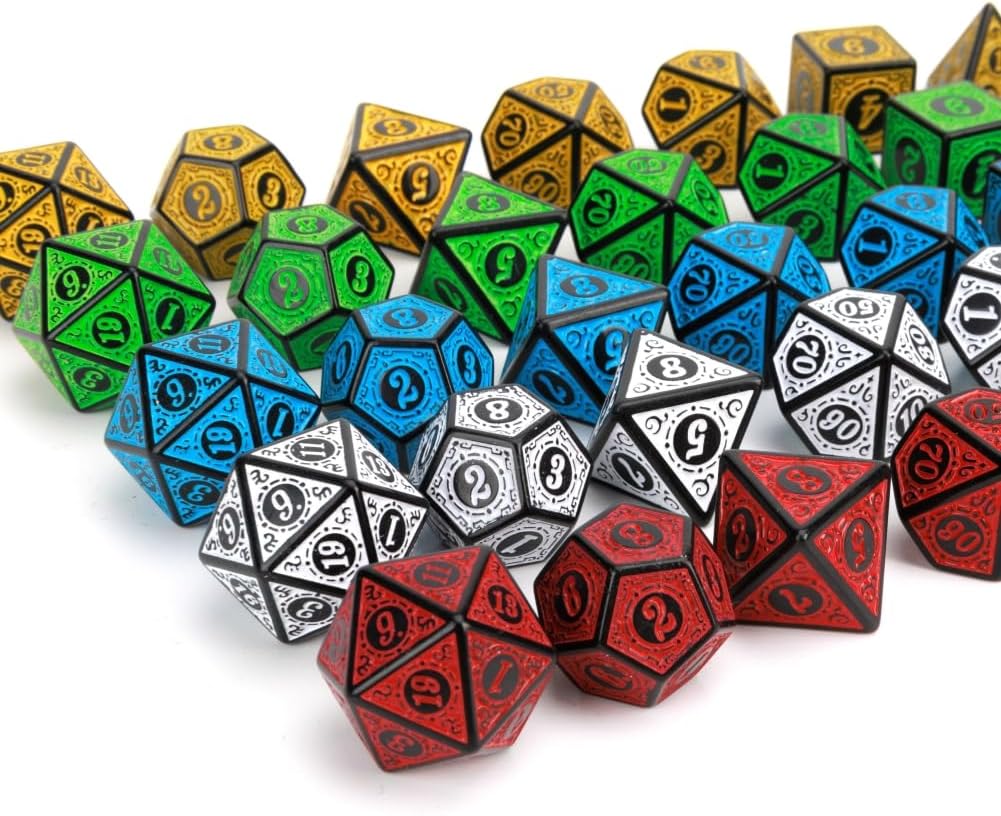 DND Dice Set 35 Pcs Polyhedral Dungeons and Dragons Rolling Dice for D&D RPG MTG Table Games Dice Bulk with Colorful Drawstring Bags and Dice Tray (Retro)