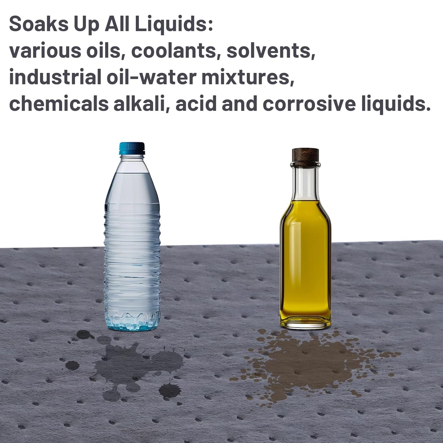 100 PCS Oil Absorbent Pads - 13"x10" Super Oil Spill Mats for Garage, Workshop & Kitchen - Soaks Up Oil, Grease, Coolant Fast - Reusable & Tear-Resistant (Gray)