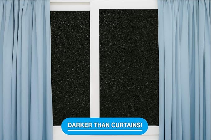 Total Blackout Window Film: 100% Light Blocking, Room Darkening Static Cling - No Residue Film for Privacy, Home Security, and Day Sleep - Easy Removal UV Prevention Treatment (42 x 72 inches)