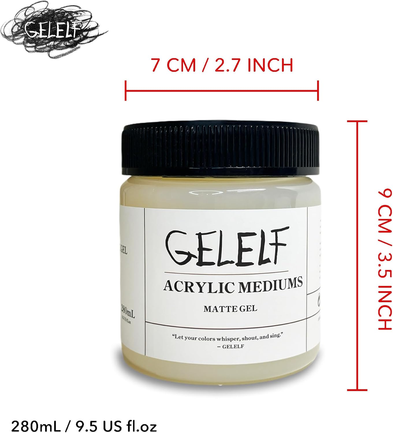 Acrylic Matt Medium, Transparent Acrylic Paint, Professional Matte Gel Medium for Gel Plate Printing Art, 280mL, 9.5-oz