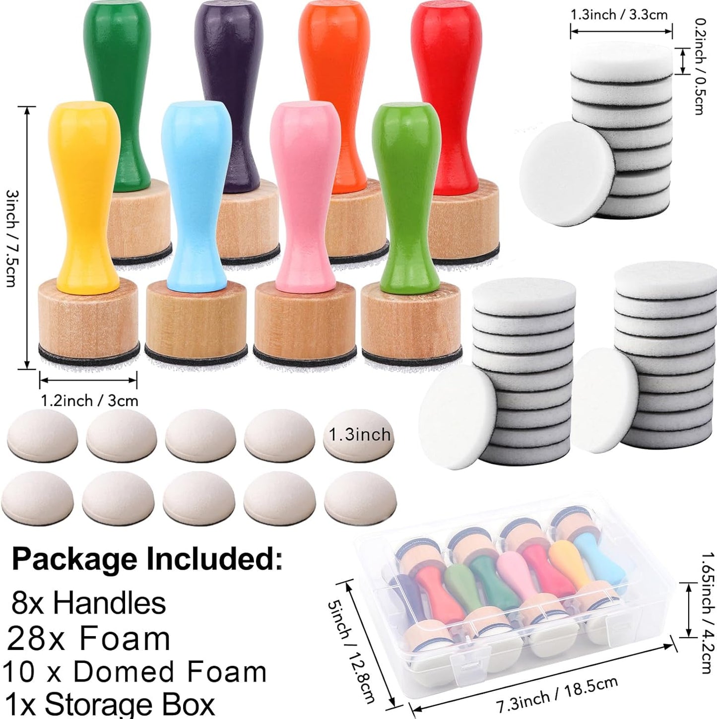 47 Packs Ink Blending Foam Pads Set, Include 8 Pcs Round Ink Mini Applicator Tools and 38 Pcs Replacement Foam Pads 1 Storage Box for for Drawing Distressing Blending Card Making Stammping