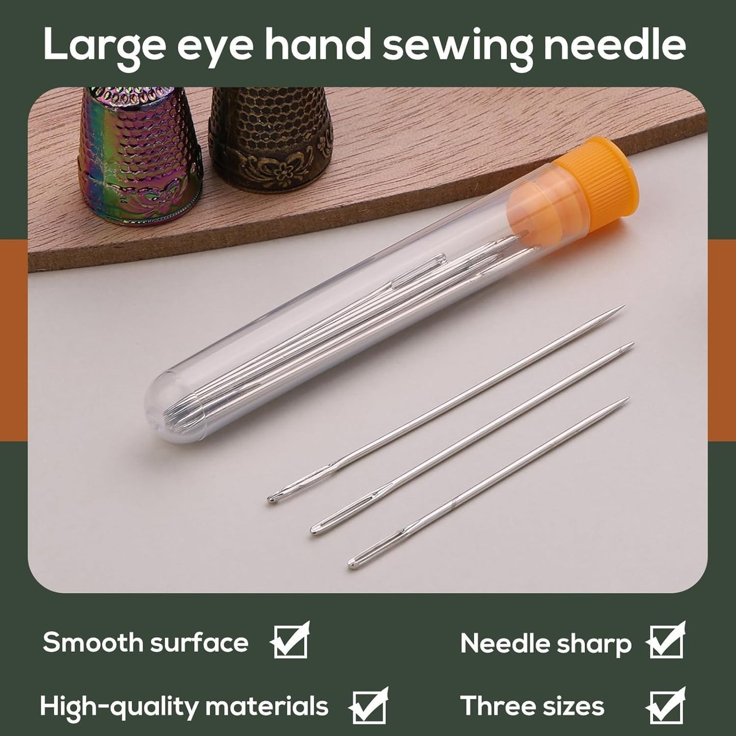 Nitlak 24 Pcs Metal Sewing Thimbles for Hand Sewing, Metal Finger Protectors, Sewing Thimble Ring with Needle Threader, Needles with Storage Container, Plastic Storage Box for Hand DIY Sewing