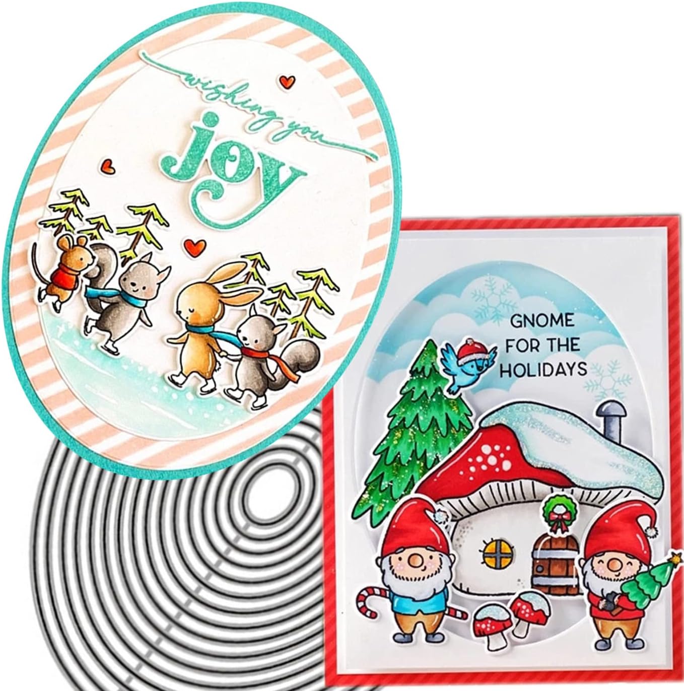 Cutting Dies Metal Stencils Scrapbooking Tools Flowers Lace Frame DIY Embossing Template for Paper Card Making Album Arts Crafts Supplies (Oval Set-14.5x11.2cm)