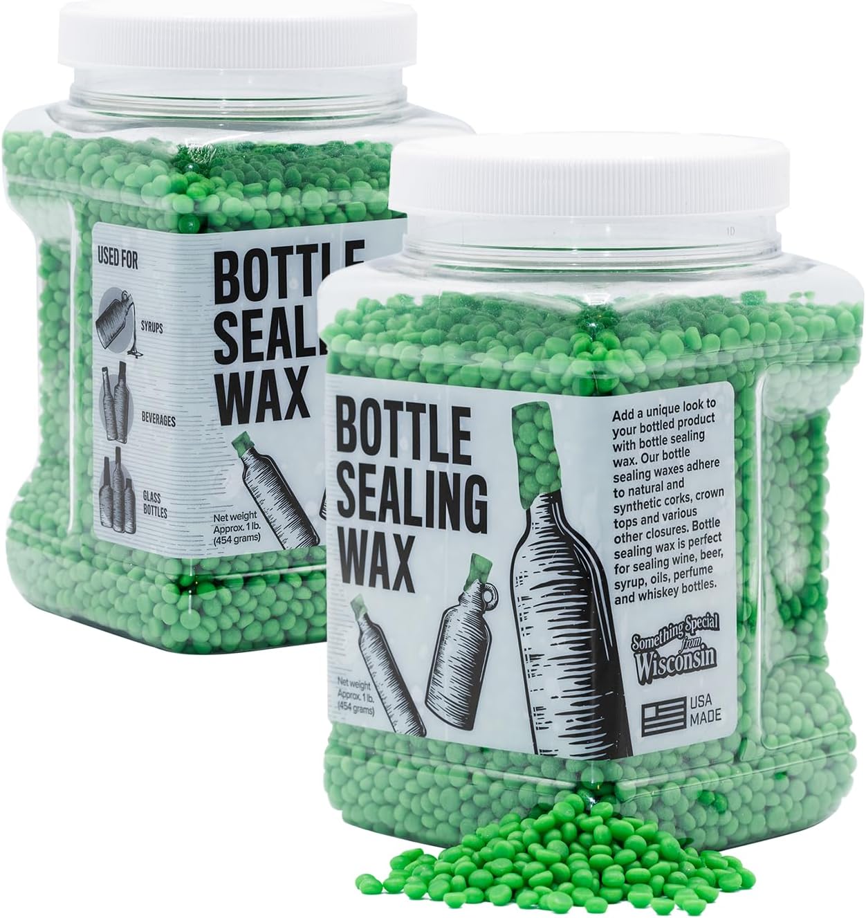 Blended Waxes, Inc. Bottle Sealing Wax, Pastille Wax Seal Beads For Wine, Beer, and Liquor Bottle Sealing, Seals Between 25-30 Bottles, 1 lb, Emerald Green