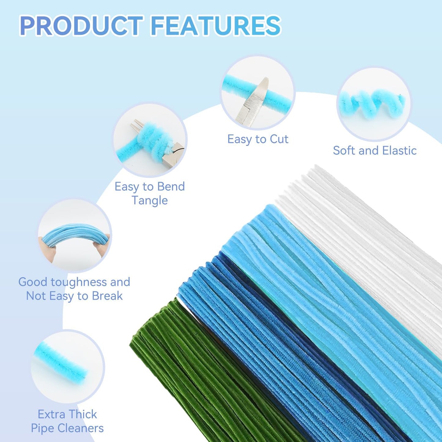 400 Pcs Pipe Cleaners Craft – 4 Colors Chenille Stems for Crafts, DIY Art Supplies, Fuzzy Sticks for Crafting Flowers, Wedding & Valentine's Day Decorations, Kids School Craft Kit