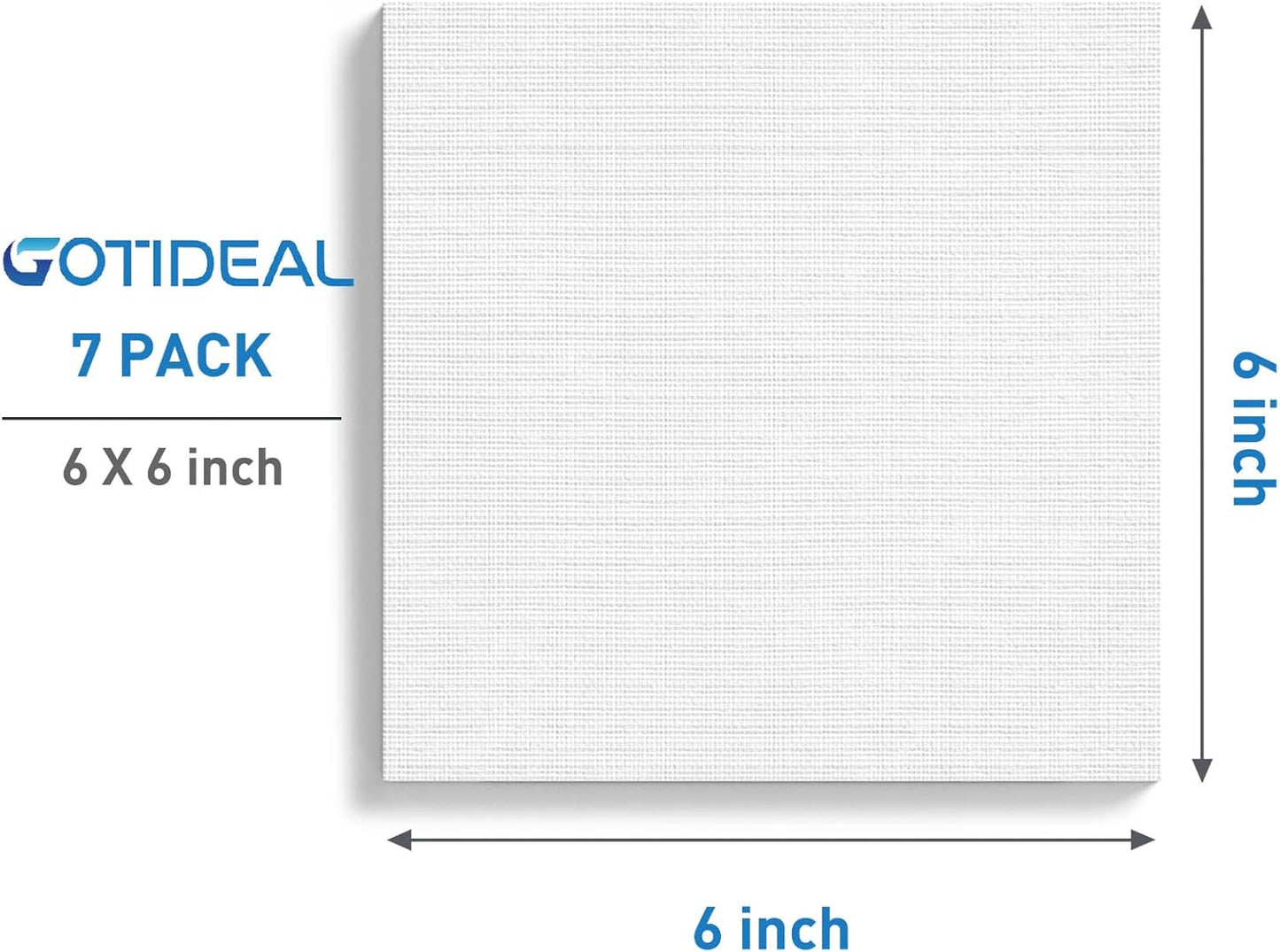 GOTIDEAL Stretched Canvases for Painting, 6x6" Inch Set of 7, Primed White - 100% Cotton Blank Art Square Canvas Boards for Painting for Acrylic Pouring, Oil Paint Dry & Wet Art Media