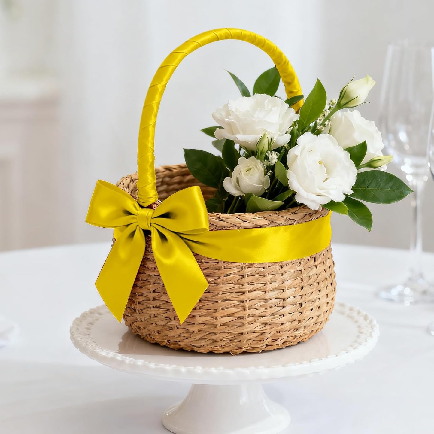 1-1/2 Inch 100 Yards Satin Ribbon Yellow, Solid Color Fabric Ribbon for Gift Wrapping, Wedding, Polyester Gift Ribbon for Birthday Party Decoration, Craft, Hair, Floral, Sewing