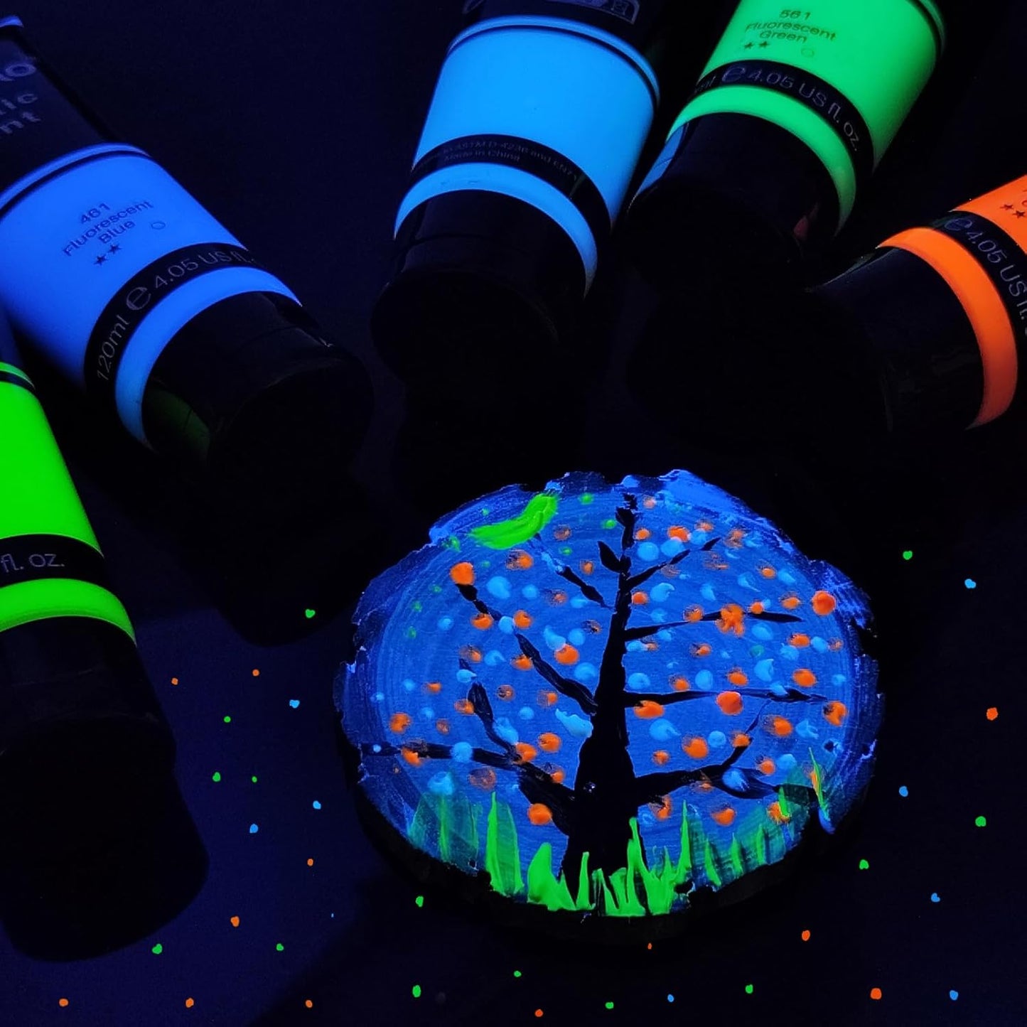 Artecho Glow in the Dark Paint, Neon Yellow Paint (120ml / 4.05oz) Tubes, Art Craft Paints for Canvas, Rock, Stone, Wood, Fabric, Art Supplies