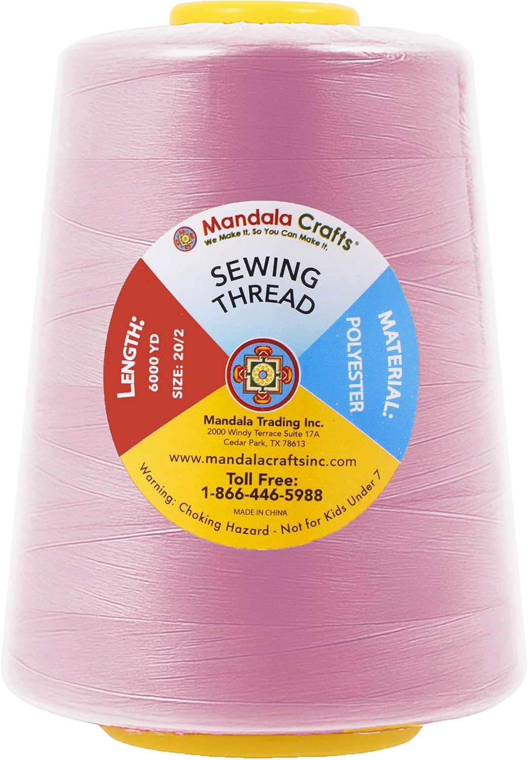 Mandala Crafts 4 Pack of Serger Threads Cones Spools - 20S/2 24000 Yards Polyester Dusty Rose Threads for Sergers Machine and Overlock Quilting Sewing Machine