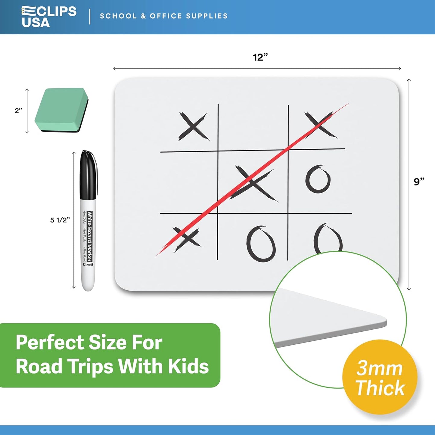 Dry Erase Board, Dry Erase Lap Boards (with 12 Markers & 12 Erasers), Small White Boards Dry Erase, White Board Mini, 9” x 12” Double Sided (48 Pack)