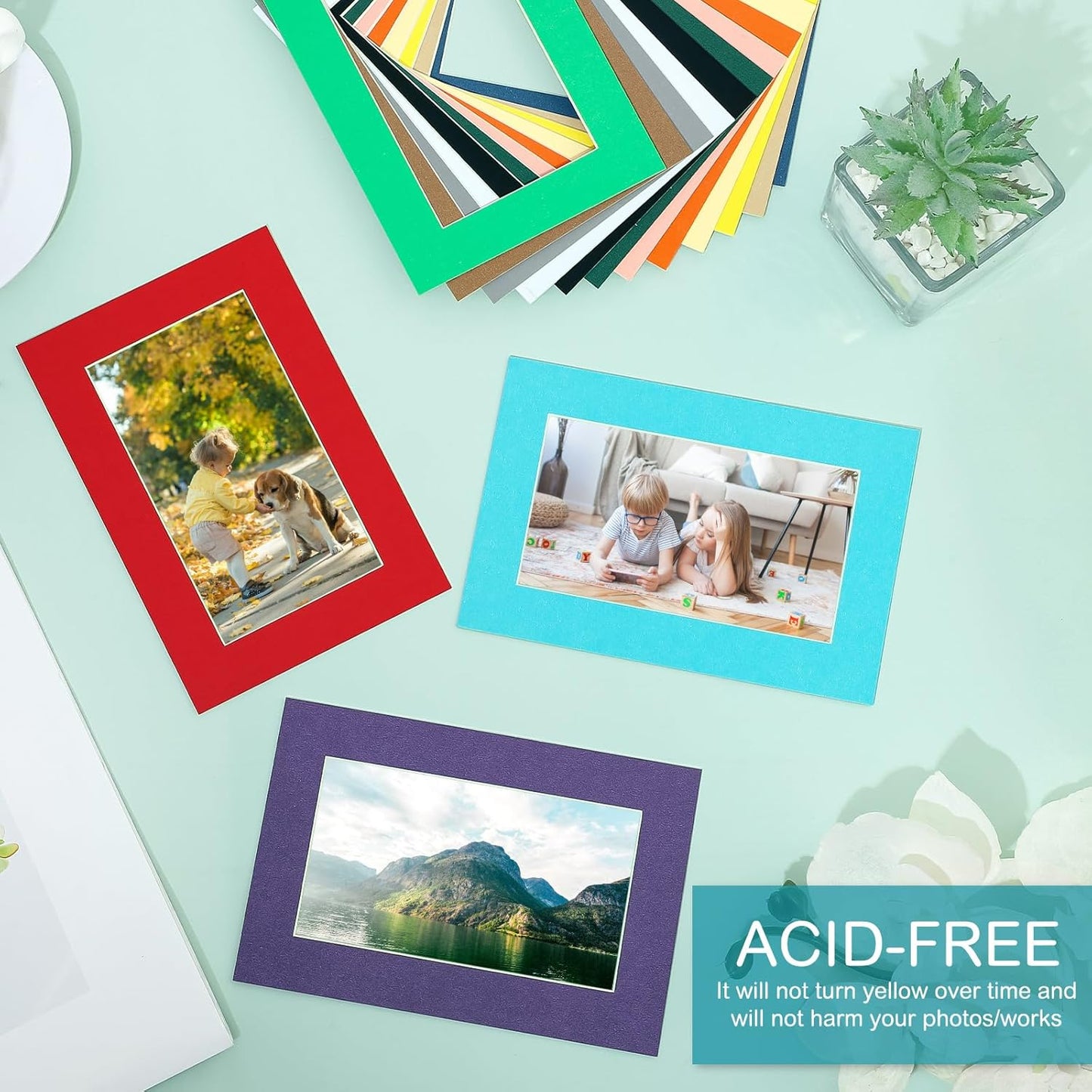 15 Pack 4x6 Picture Mats, Mixed Colors Frame Mattes for 3x5 Pictures Photo Frame Mat Core Bevel Cut Mat Board Show Kit for Photos, Prints, Artworks