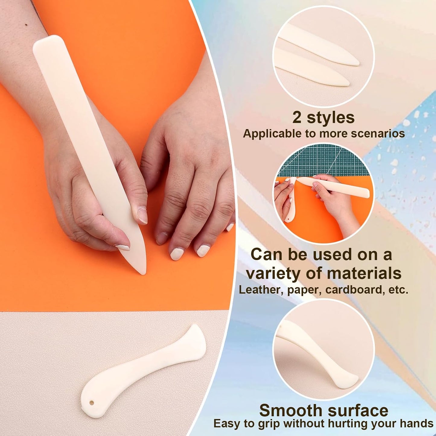 20 PCS Bone Folder Tool, Plastic Bone Folder Crafts Scoring Folding Creasing Paper Crafting Scrapbooking Tool for Paper Leathercrafts Bookbinding and DIY Card Making Handmade(2 Styles)