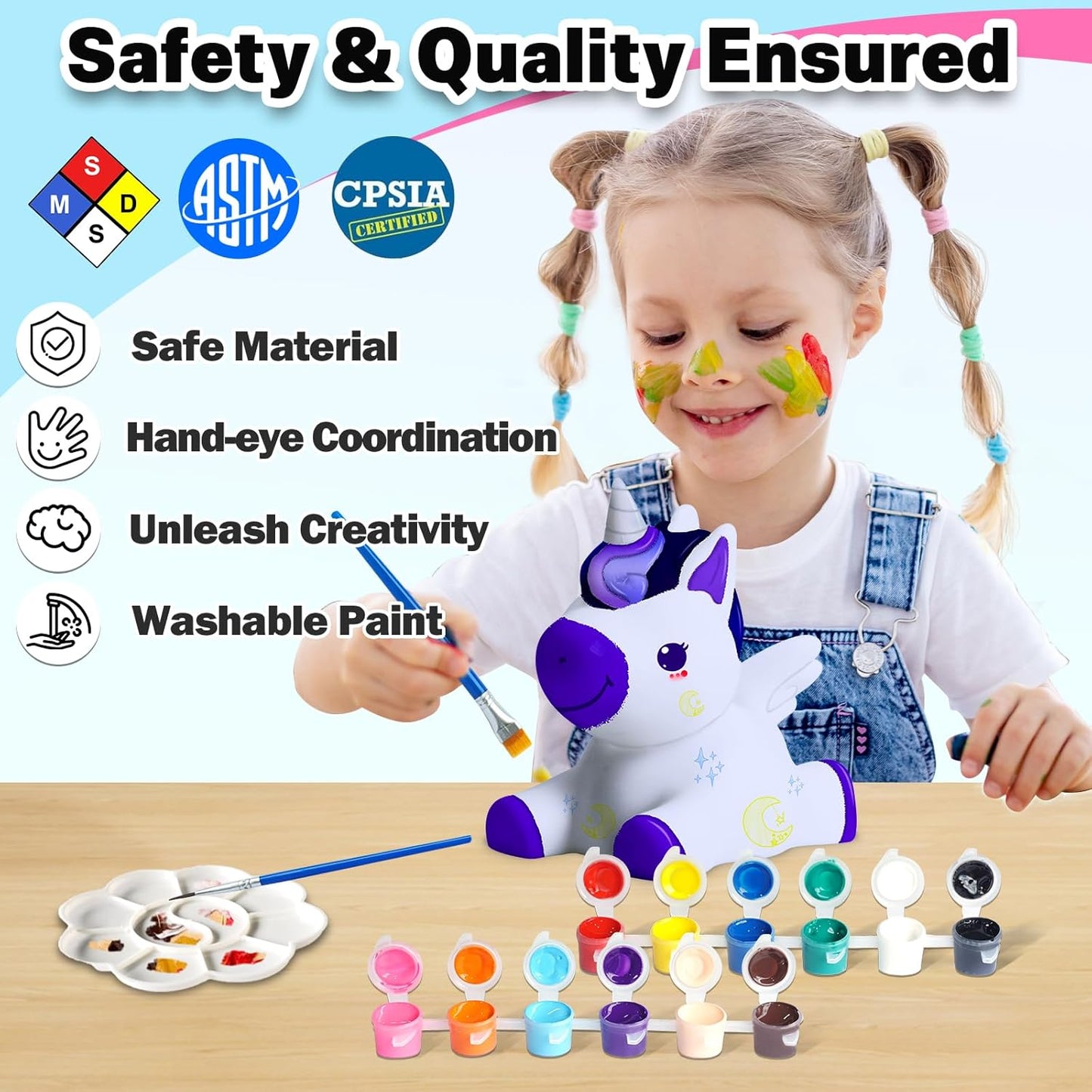 FUNZBO Paint Your Own Unicorn Lamp Kit - Halloweens Arts and Crafts Supplies Painting Kits for Kids Teens, DIY Night Light Unicorn Toy for Toddler Girls Age 3 4 5 6 7 8 9 10 11 12 13 + Birthday Gifts