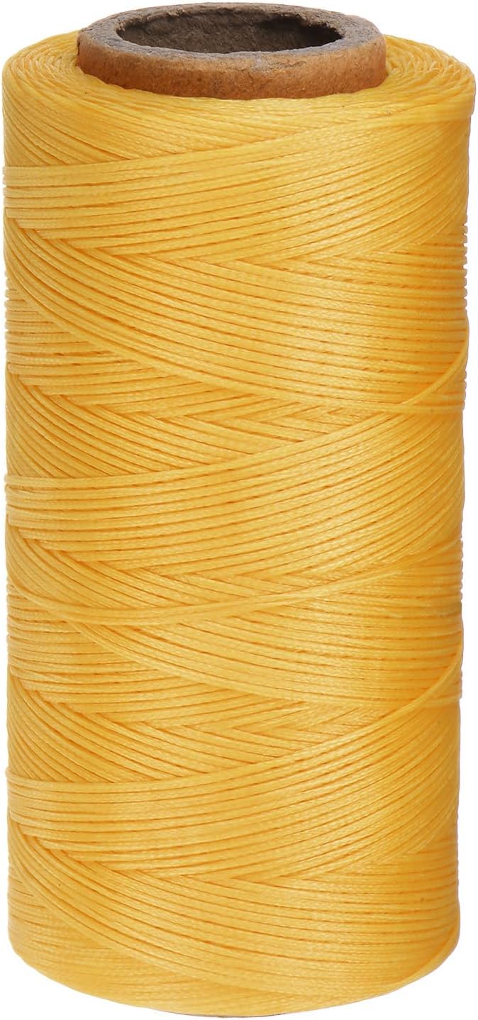 uxcell Leather Sewing Waxed Thread, 284 Yards / 260m 0.8mm 150D Flat Polyester All-Purpose Threads for Leather Crafts, Bookbinding, Gold