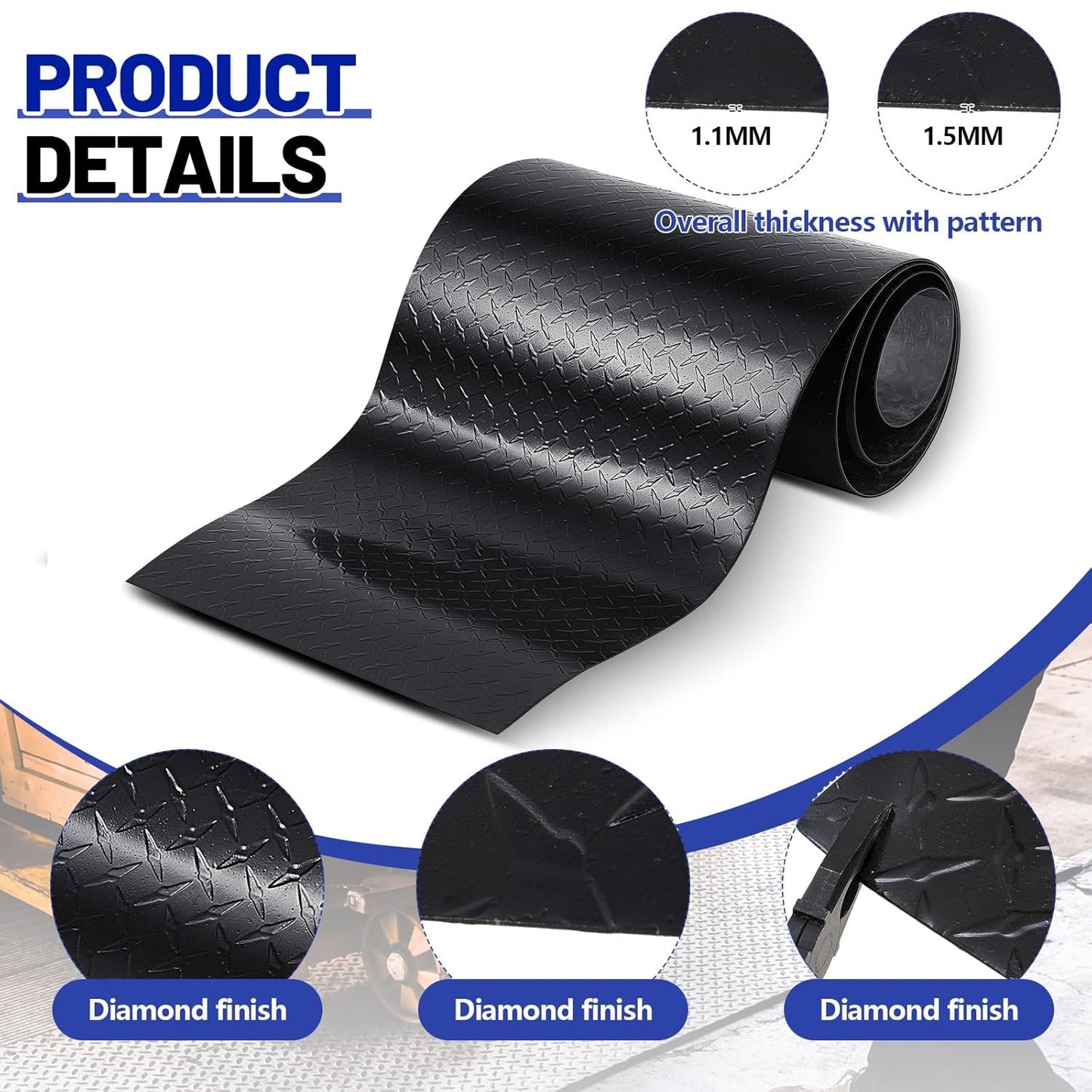 1pcs Diamond Plate Sheet Metal Heavy Duty Tread Aluminum Sheet Diamond Tread Plate for Wall Covering, Cargo Trailer, RV and More (12'' X 120'' X 0.06'',Black)