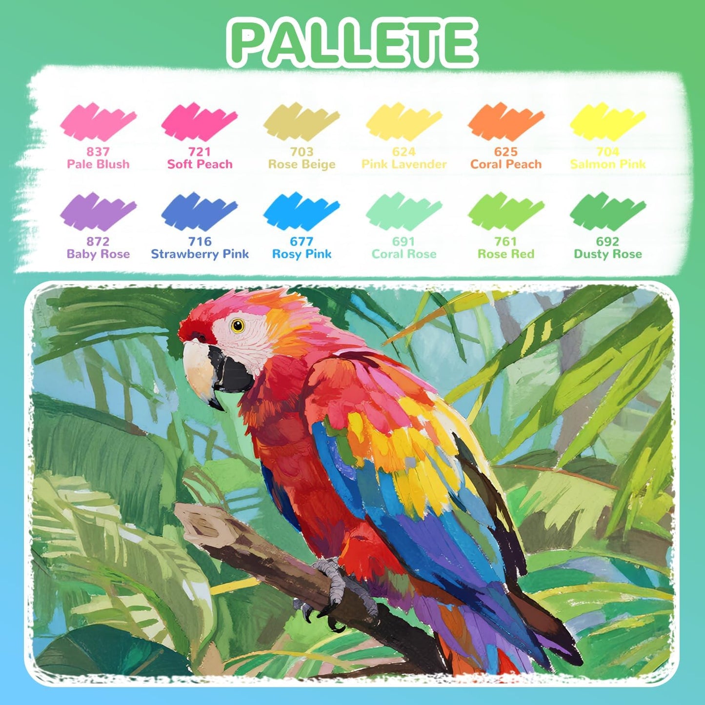 Guangna 12 Macaron Acrylic Paint Markers Set, Brush Tip Acrylic Paint Pens for Rock Painting, Wood, Glass, Paper, Coloring Book, Ceramic, Canvas, Water-Based Ink