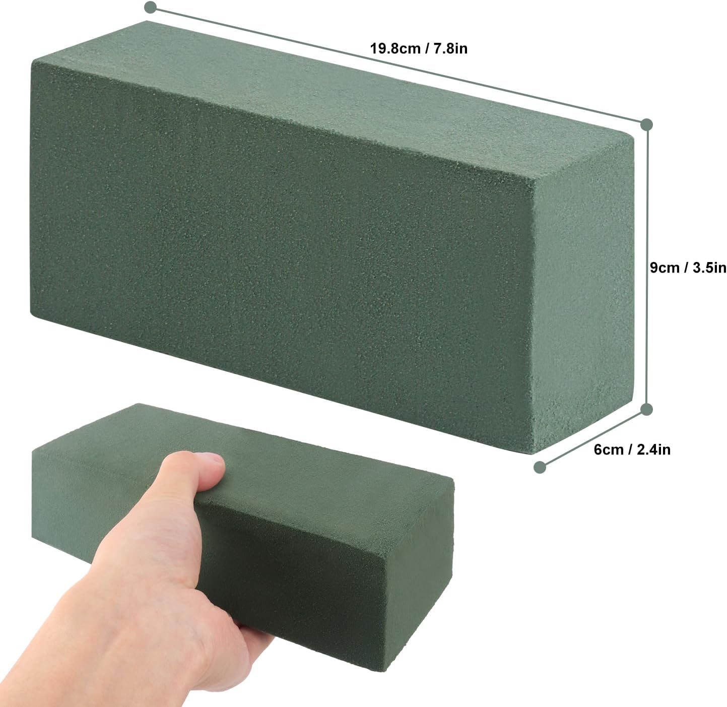 IHDYPPEW 16 PCS Green Floral Foam Blocks, 7.8"L x 2.4"W x 3.54"H Floral Foam for Flower Arrangements, Dry and Wet Florist Foam for Flowers, Flower Foam Bricks for Flowers Business, Outdoor, Weddings