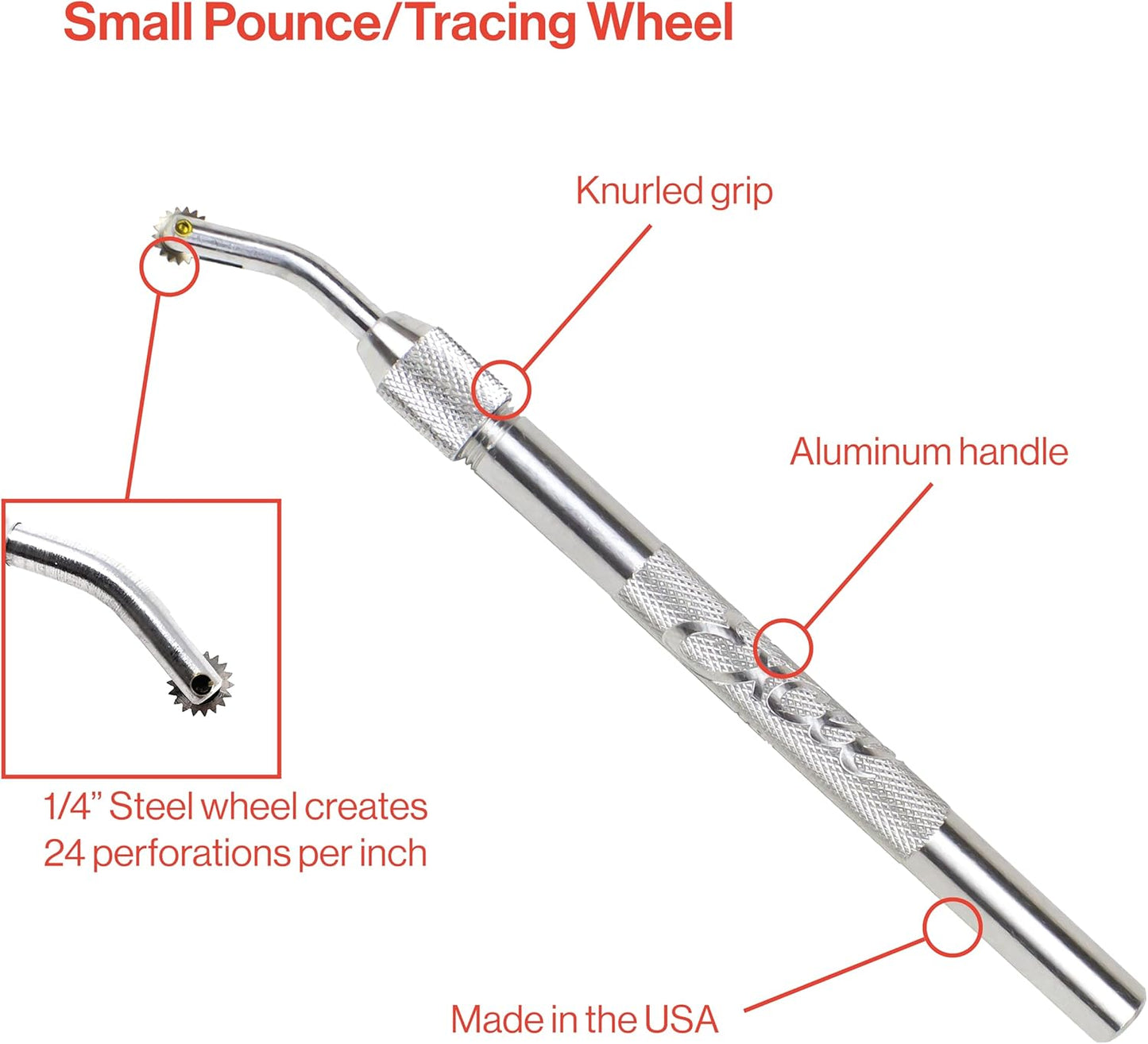 Excel Blades Pounce Wheel - 1/4-Inch Stainless Steel Tracing, Perforating, Cutting, Sewing, Quilting & Embossing Tool