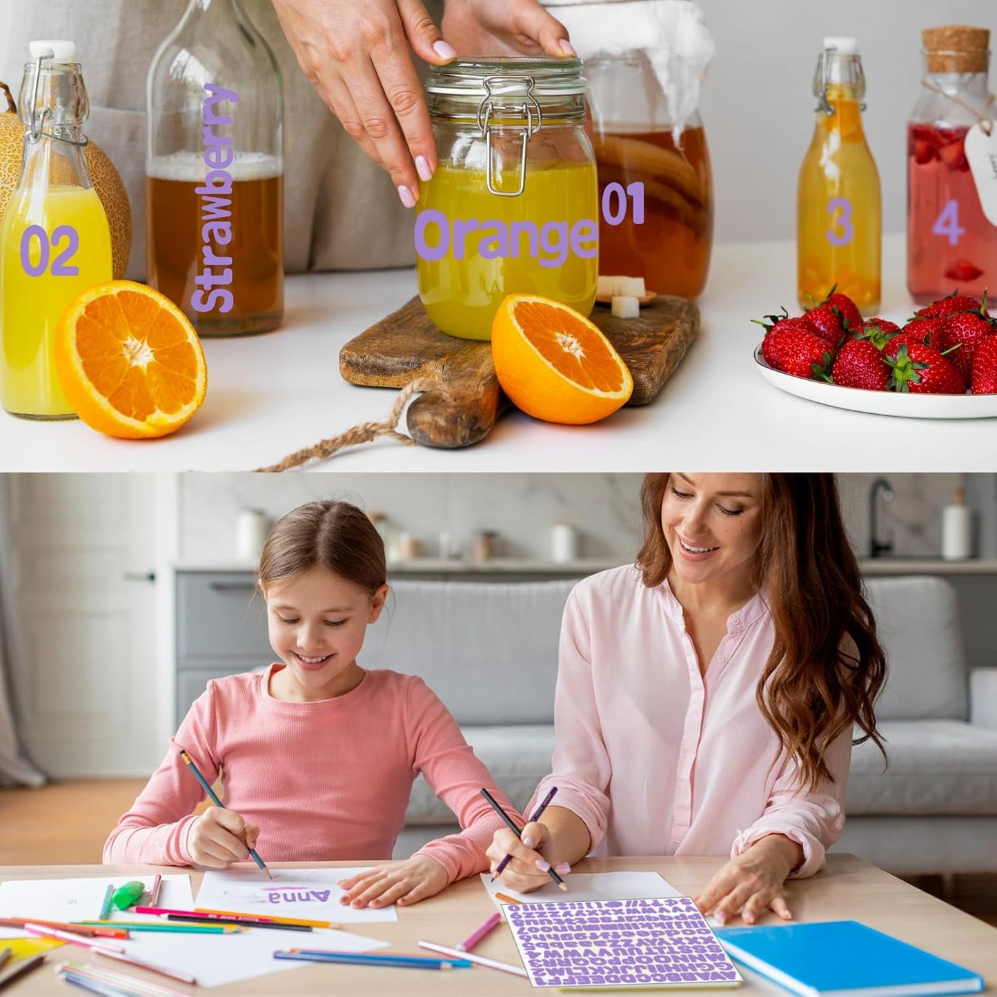 Alphabet Stickers, 1''Inch Vinyl Letter Stickers, Purple - 12 Sheets, Mailbox Numbers & Bulletin Boards