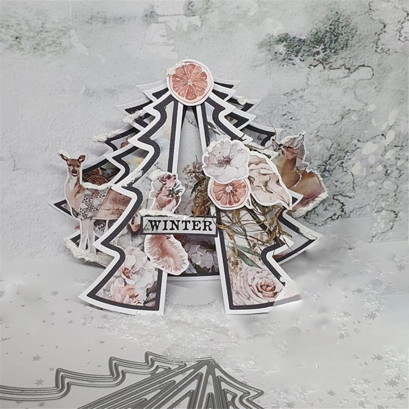 Mvchifay Cutting Dies for Card Making Metal Die-Cuts Scrapbooking Tool Hollow Frame DIY Craft Punch Template Embossing for Paper Album Decor (1-Tree Frame 20.6x13cm)