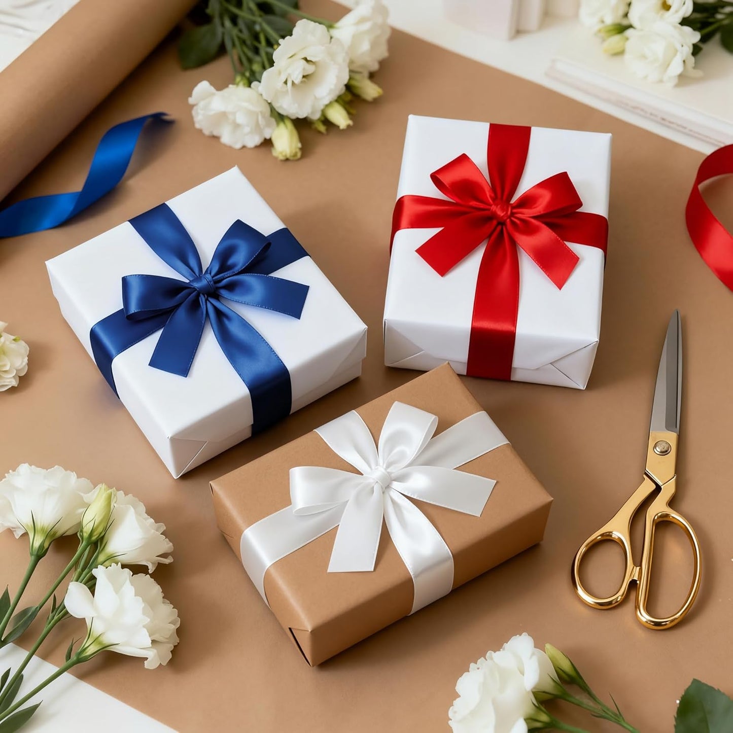 1-1/2 Inch 100 Yards Satin Ribbon Dark Blue, Solid Color Fabric Ribbon for Gift Wrapping, Wedding, Polyester Gift Ribbon for Birthday Party Decoration, Craft, Hair, Floral, Sewing