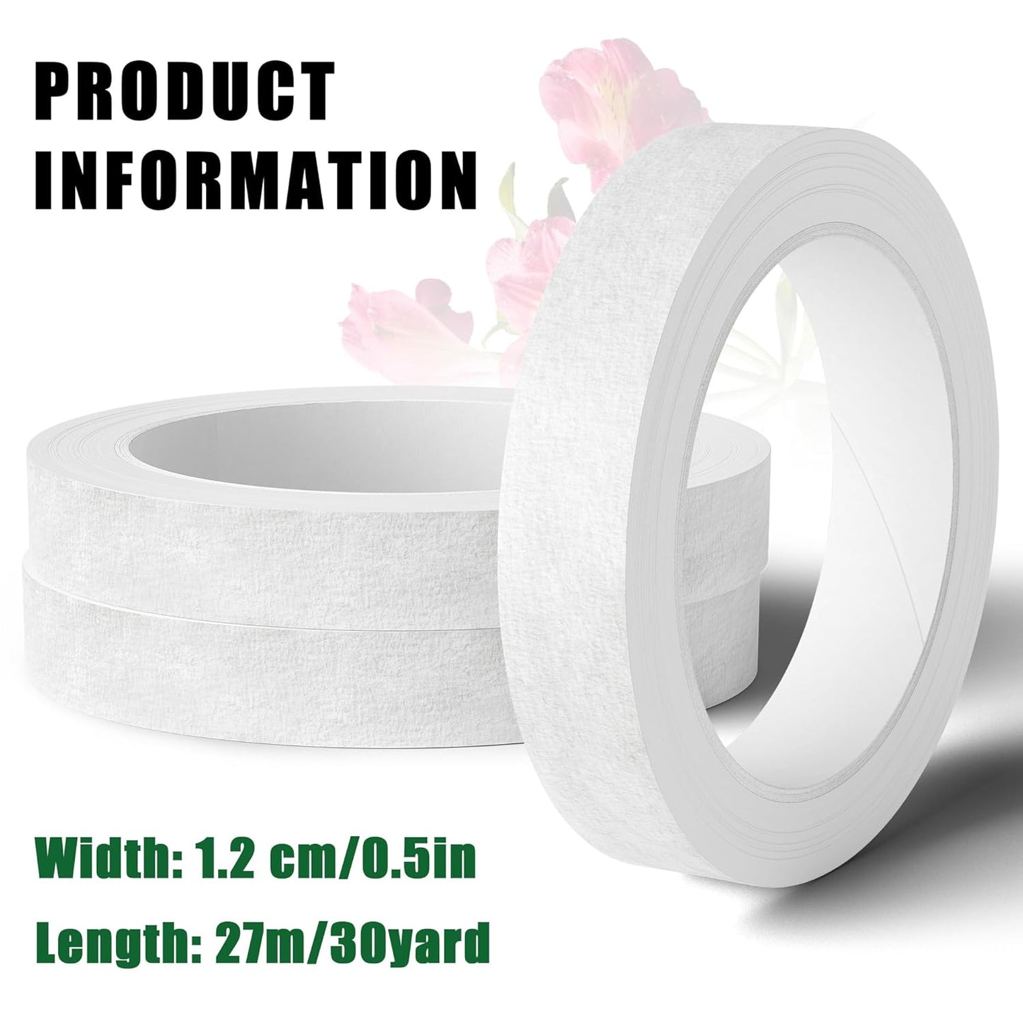 Max Shape 12 Rolls 1/2 Inch 30 Yard Floral Tapes for Bouquet Stem Wrapping, Green Floral Tape for Floral Arranging Craft Projects Corsages, Wedding Bouquet
