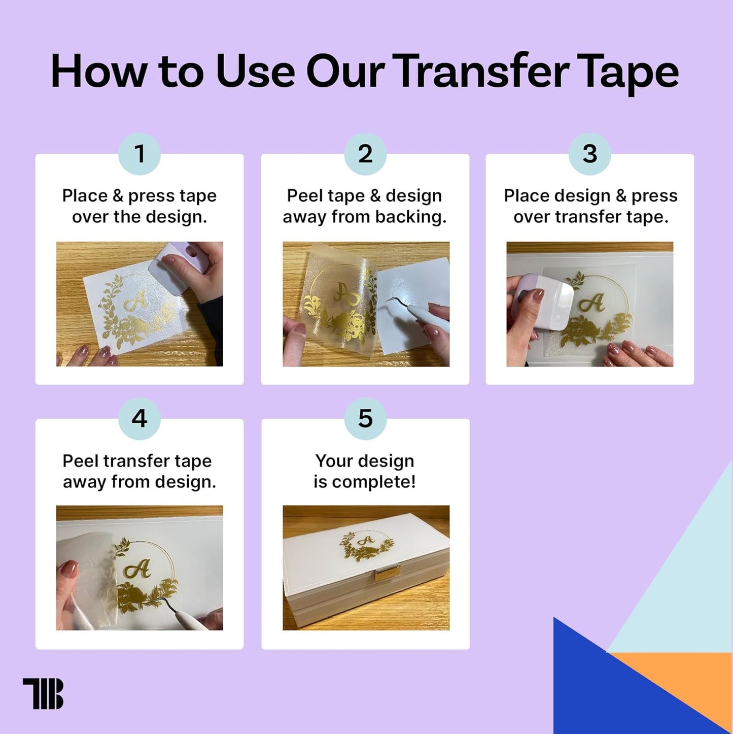 6" x 100' Roll of Clear Transfer Tape for Vinyl, Made in America, Vinyl Transfer Tape with Alignment Grid for Crafts, Decals, and Letters