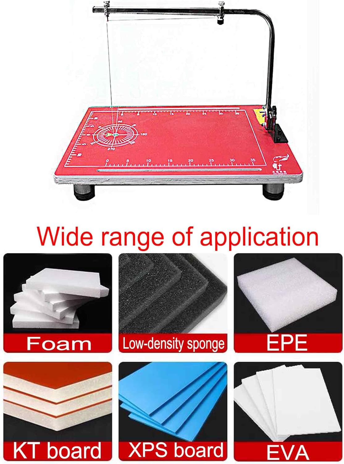 110V Hot Wire Foam Cutter with Scale, 22.8" ×15 ", 36W Professional Heat Cutting Machine for Foam, Sponge, EPE, Ribbon, KT Board, Adjustable Angle and Temperature