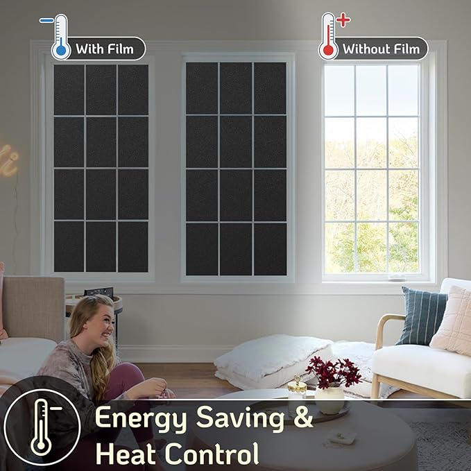LUTE Blackout Window Film, Sun Light Blocking Frosted Privacy Cling for Glass, Darkening Window Tint for Day Sleep Black Out Shades, UV Blocking Static Cling Blackout Cover, 23.6" x 78.7"