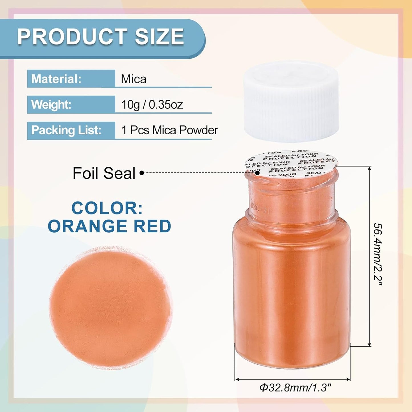 uxcell 10g/0.35oz Cosmetic Grade Mica Powder, 600 Mesh Mica Powder Natural Resin Epoxy Pigment Powders for Casting Resin, Candle Dye, DIY Nail Polish and Lip Gloss, Orange Red