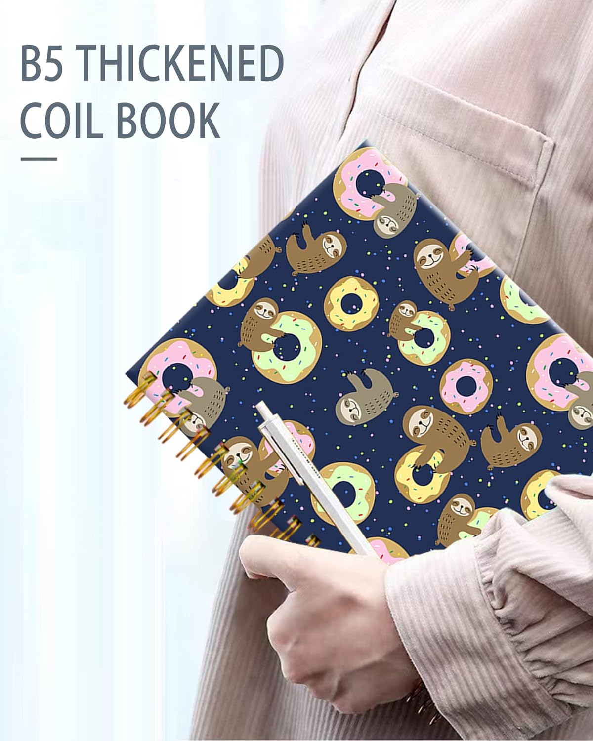 iampanda Spiral Journal Notebook,Cute Strong TwinWire Binding with Premium Paper for Girl Women,60 Sheets A5 College Ruled NotebookJournal,Perfect for School Office Home Gifts,Sloth with Sweet