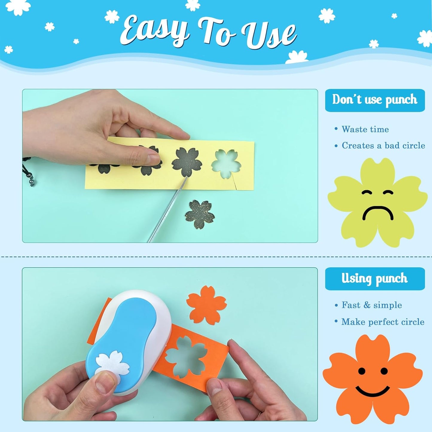 Flower Hole Punch for Paper Crafts, 1.5-Inch Across, Cherry Blossoms Punch Cutter, Lever Punch, Flower Shape for Card Making, Scrapbooking, DIY Arts