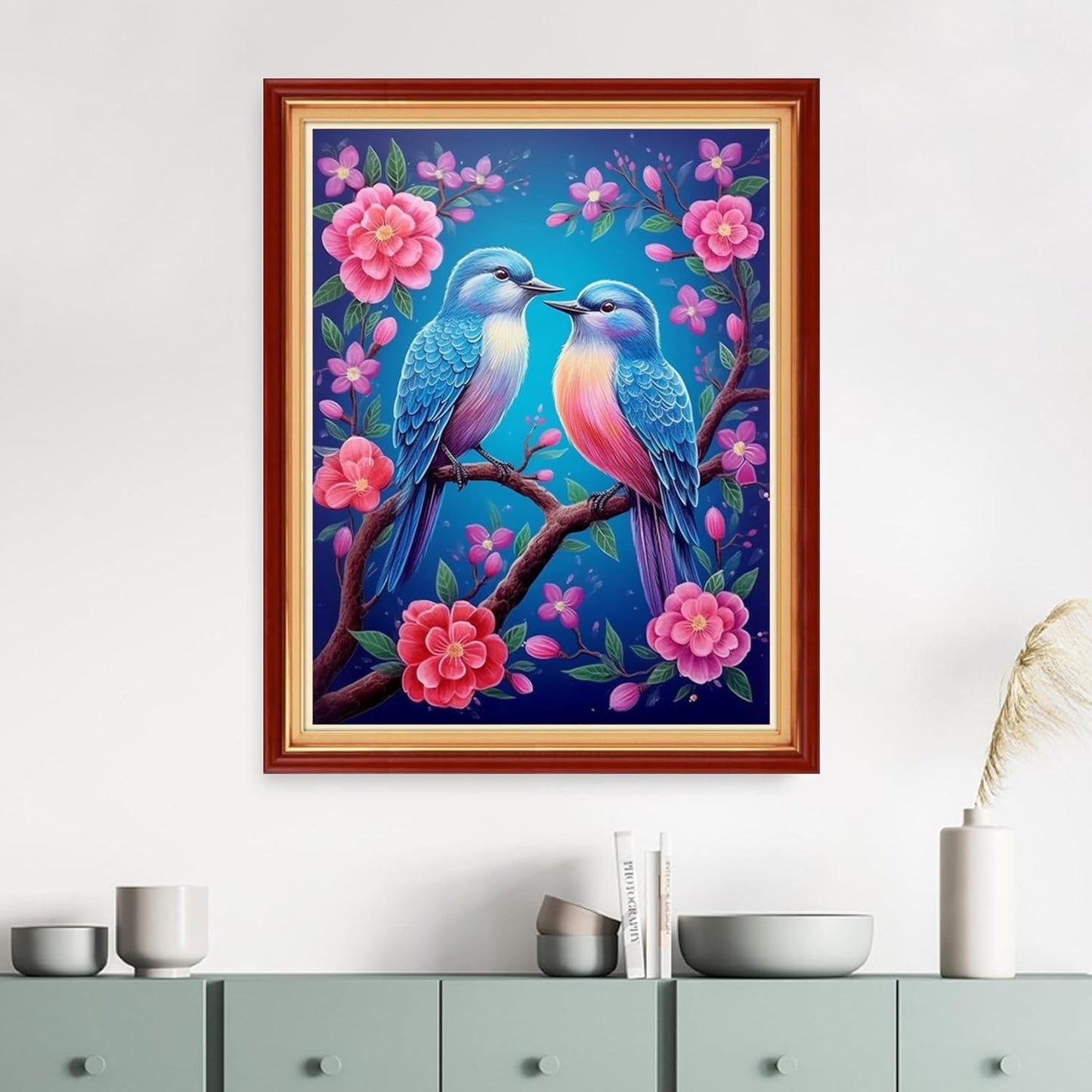 DMCVIVR Stamped Cross Stitch Kits for Adults Beginners Embroidery Kits 11CT Needlepoint Kits Cross Stitch Patterns Embroidery Patterns&ovely Bird Game 16x20 inch