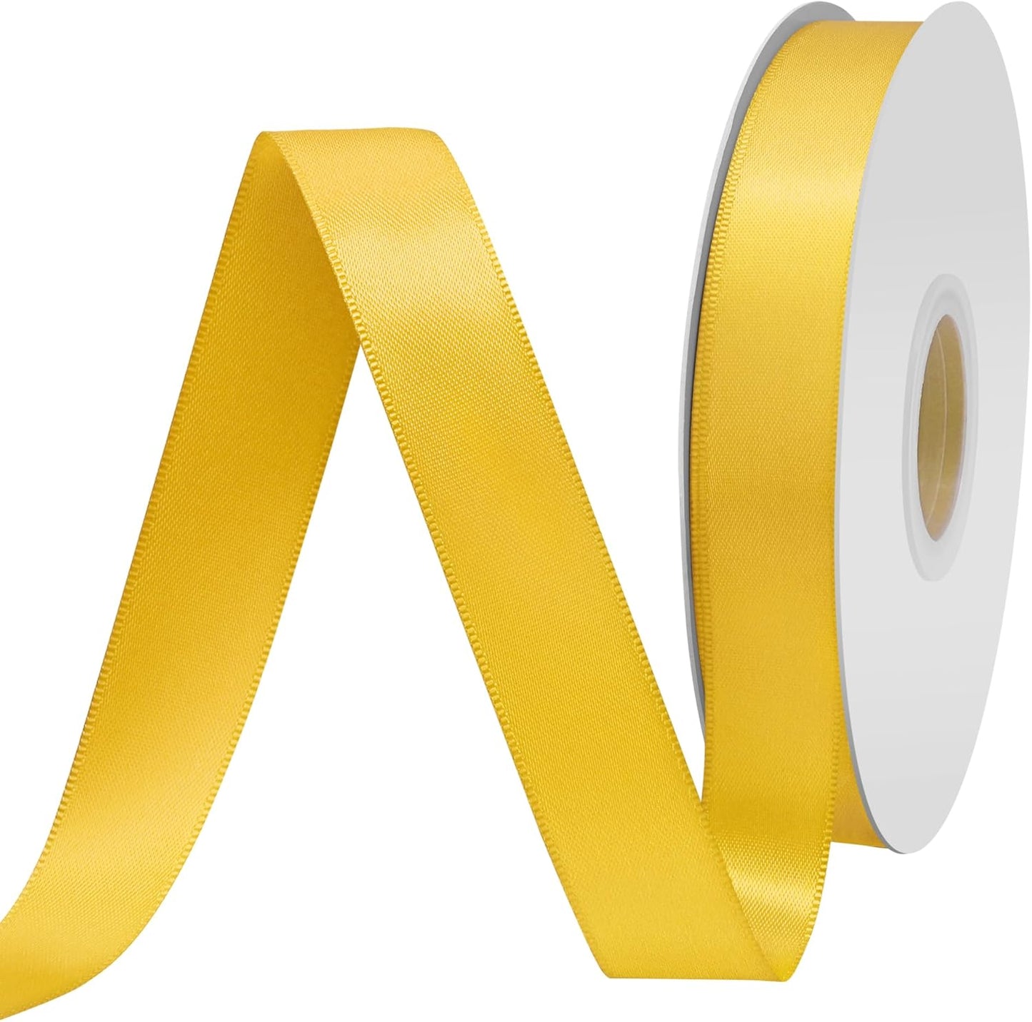 Maize Satin Ribbon 3/4" X 50 Yards Solid Color Double Faced Ribbons Perfect for Crafts Wedding Decor Bow Making Arts Sewing and More