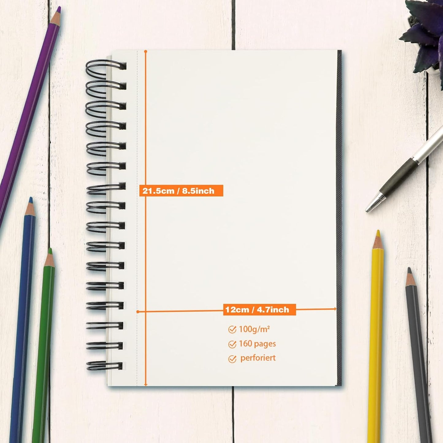 2PACK 5.5x8.5 and 1Pack 9 x 11 inches Hardcover Sketch Book，3 Pack 80-Sheets (68lb/100gsm)，Double-Sided Hardbound Sketchbook, Spiral Bound,Acid Free Painting Art Paper for Kids and Adults