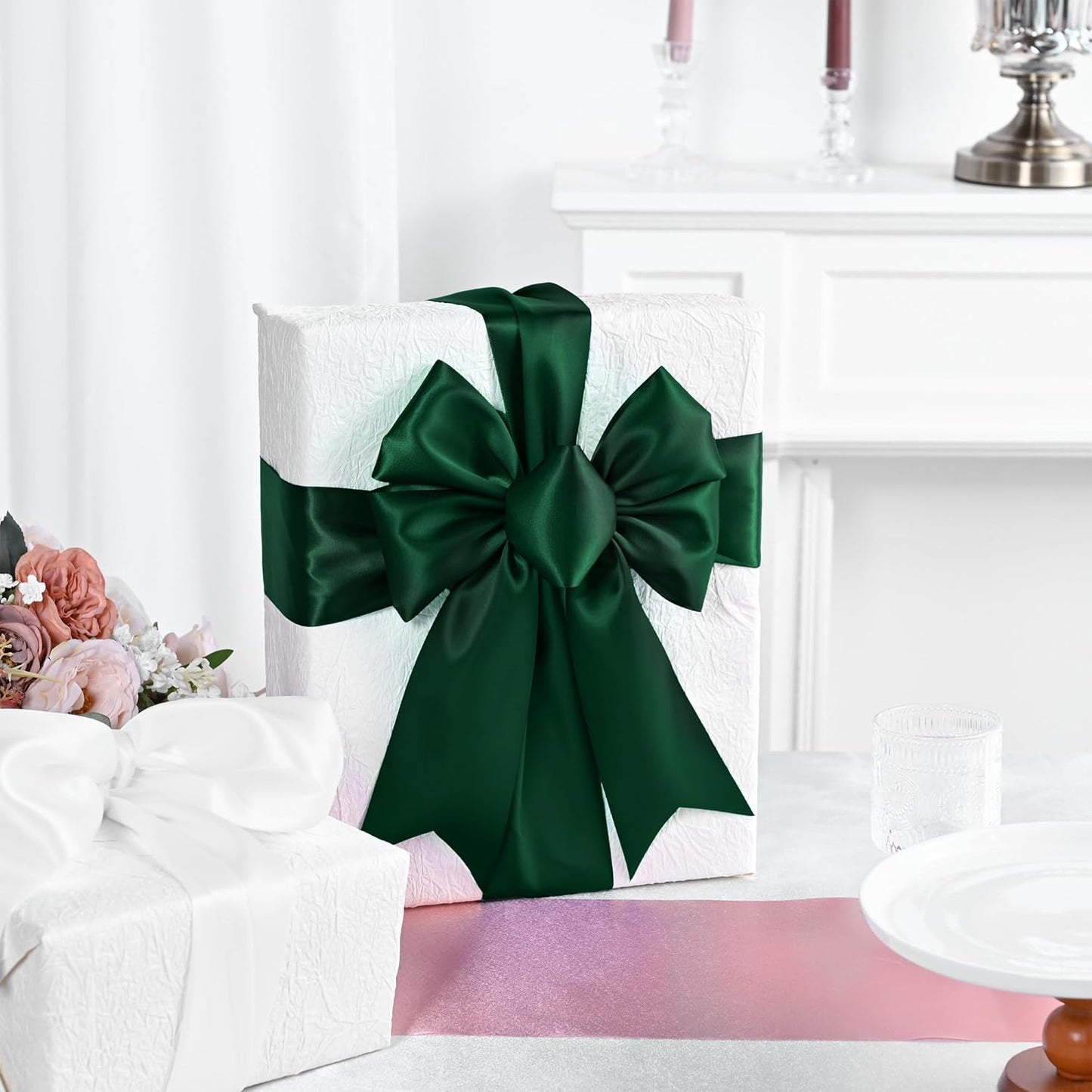 Spruce Satin Ribbon 3 Inch X 15 Yards Solid Color Double Faced Ribbons Perfect for Crafts Wedding Decor Bow Making Arts Sewing and More