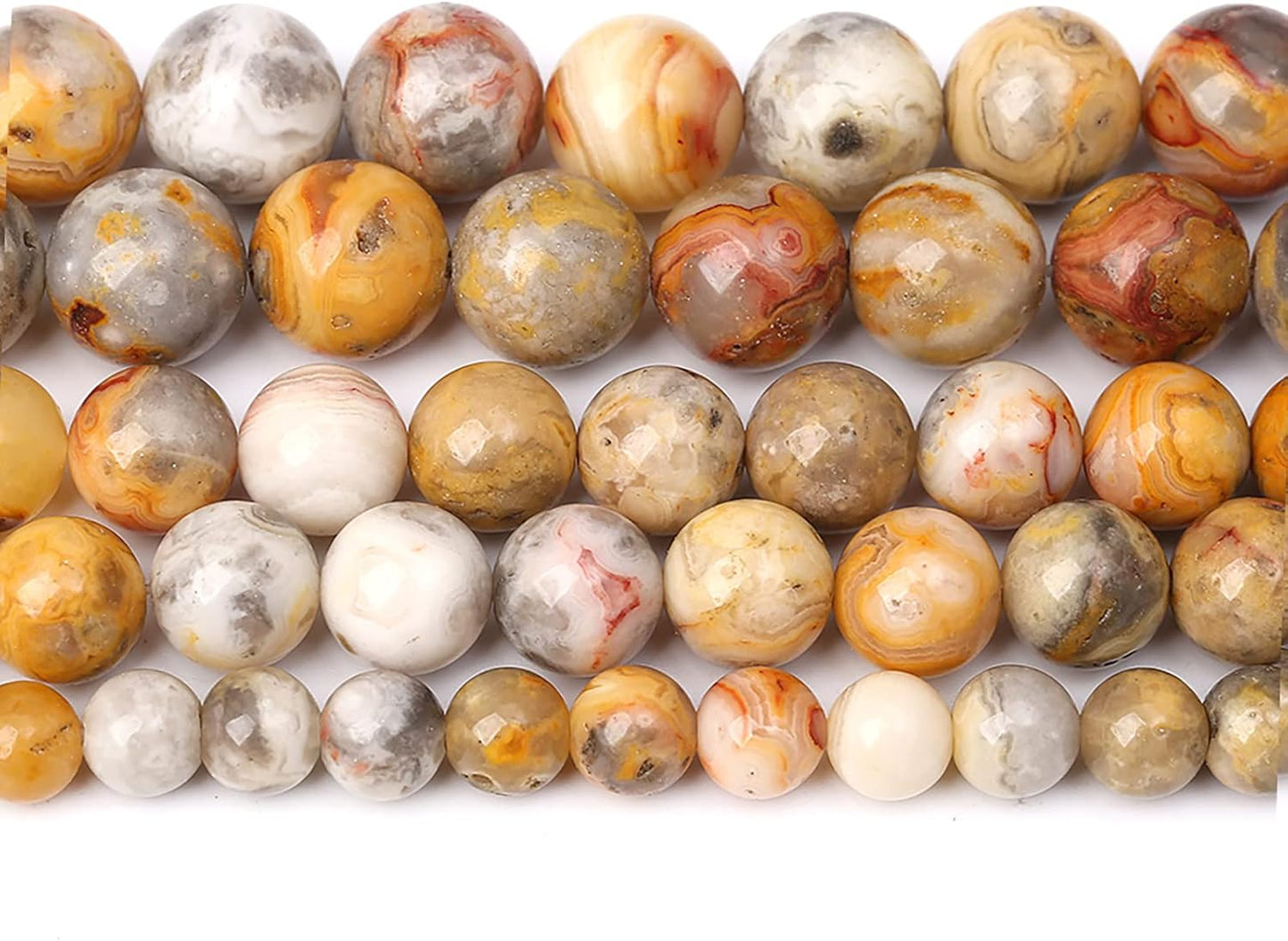 60pcs 6mm Natural Stone Beads Crazy Lace Agate Gemstone Round Loose Beads for Jewelry Making DIY Bracelet Necklace