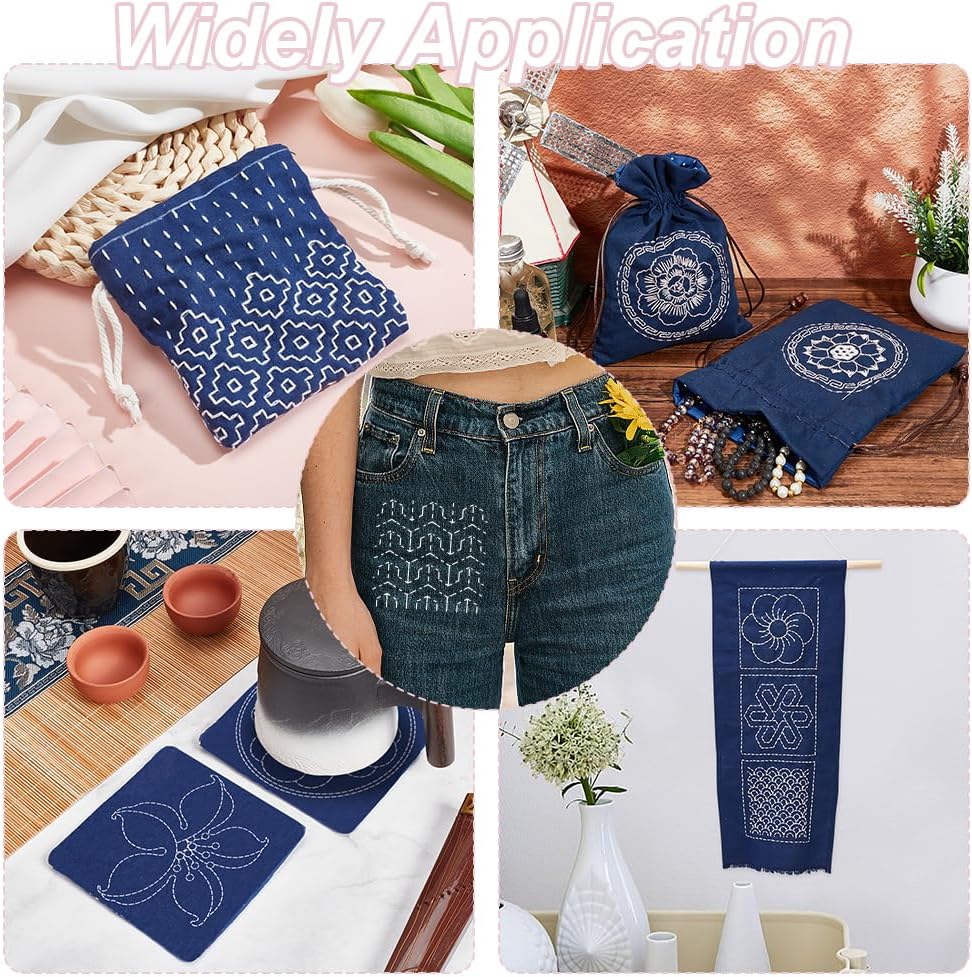 FREEBLOSS Sashiko PET Stencils - Geometric Hand Embroidery Patterns for Drawing and Quilting - 14x14cm Template