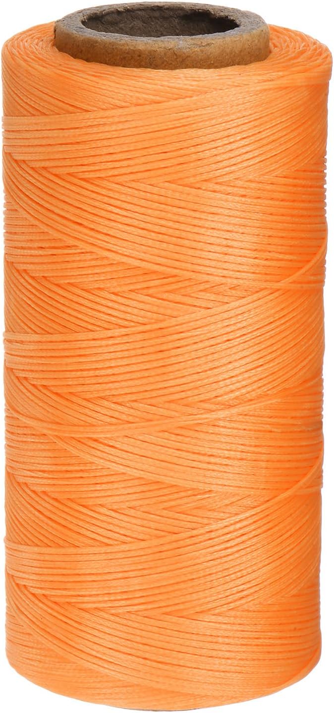 uxcell Leather Sewing Waxed Thread, 284 Yards / 260m 0.8mm 150D Flat Polyester All-Purpose Threads for Leather Crafts, Bookbinding, Orange