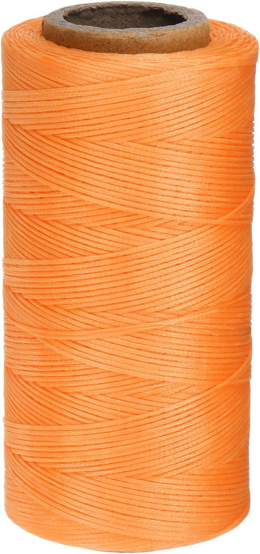uxcell Leather Sewing Waxed Thread, 284 Yards / 260m 0.8mm 150D Flat Polyester All-Purpose Threads for Leather Crafts, Bookbinding, Orange