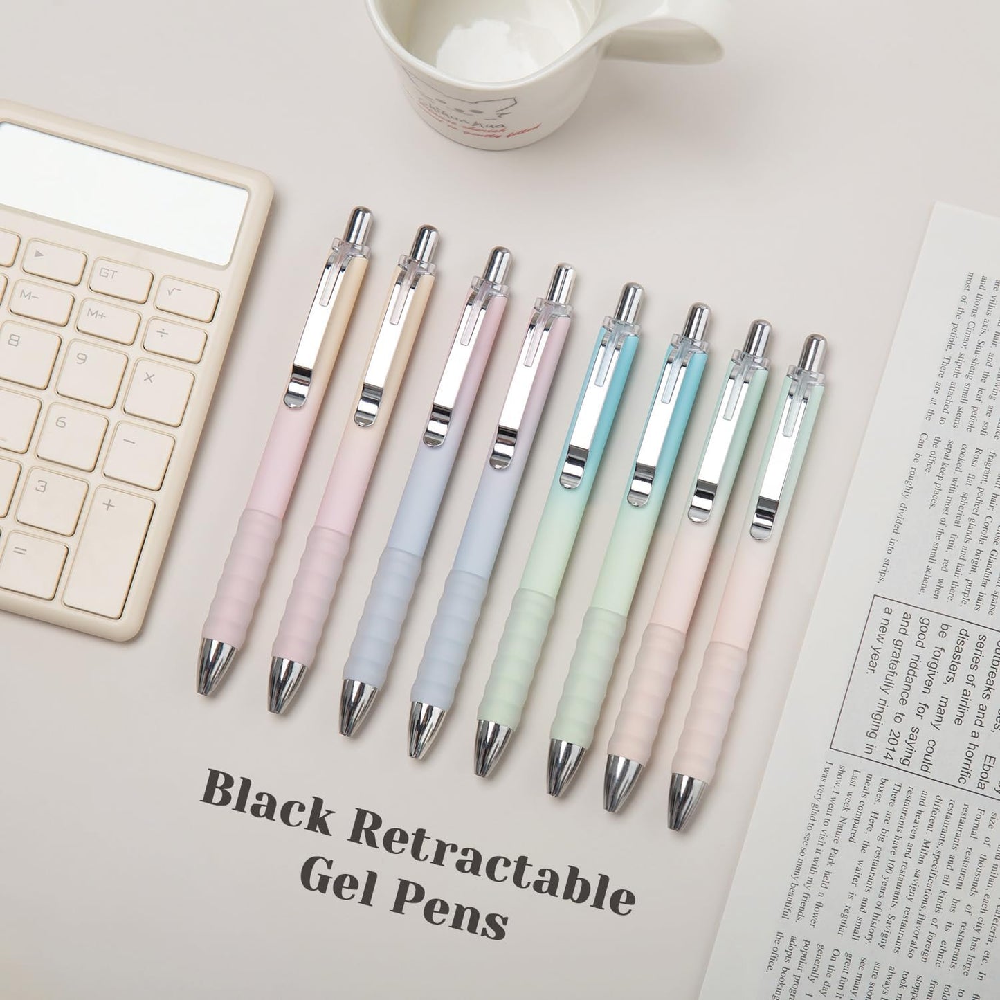 Gel Pens Fine Point 0.7mm Black Ink Gel Pen Retractable Cute Pens for Smooth Writing School Office Supplies, Pack of 18