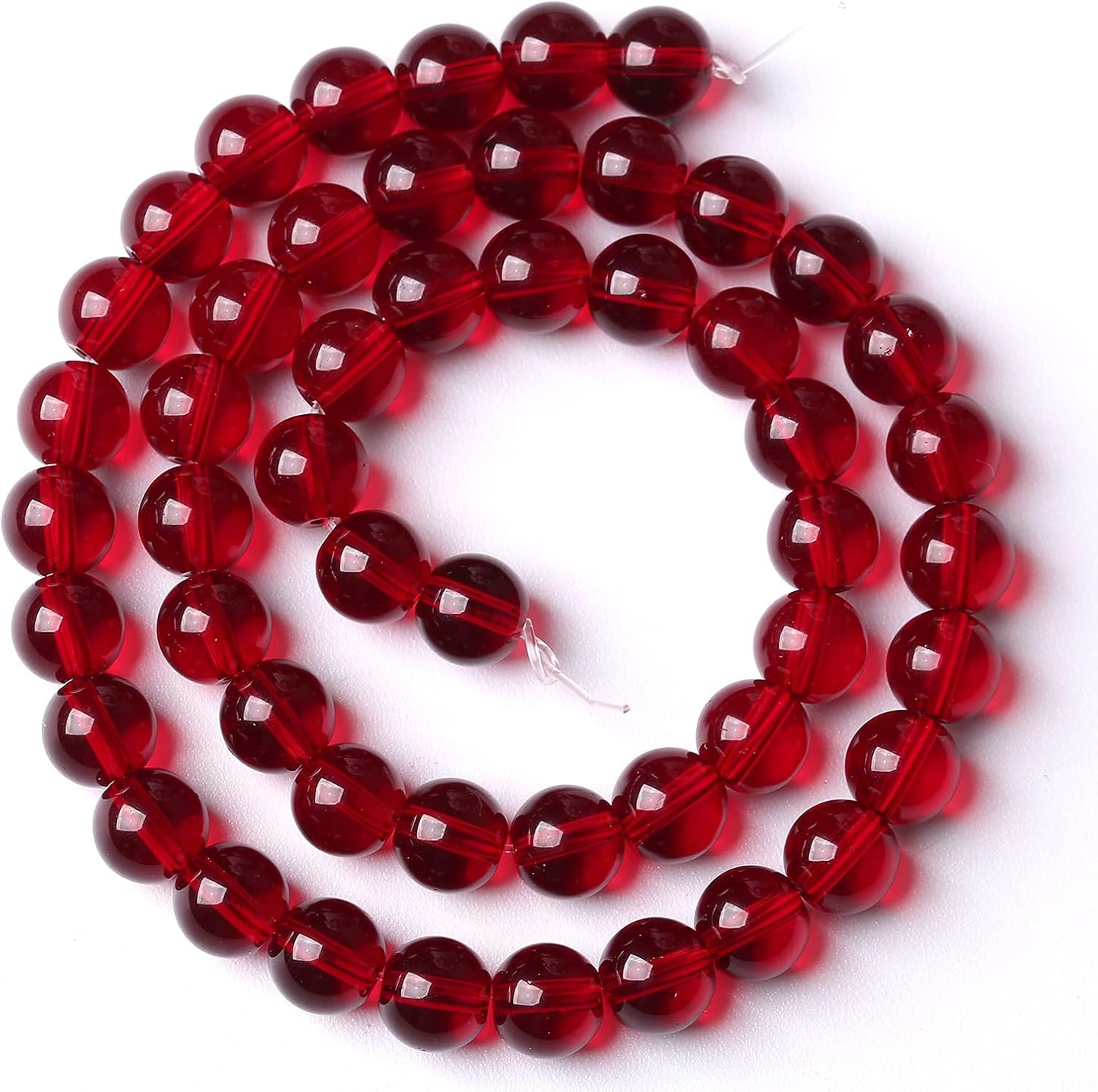 Smooth Garnet Red Glass Crystal Round Loose BeadsFor Jewelry Making DIY Bracelet Necklace Accessories 8mm 51pcs 15" Strand (Garnet Red Glass, 8mm)