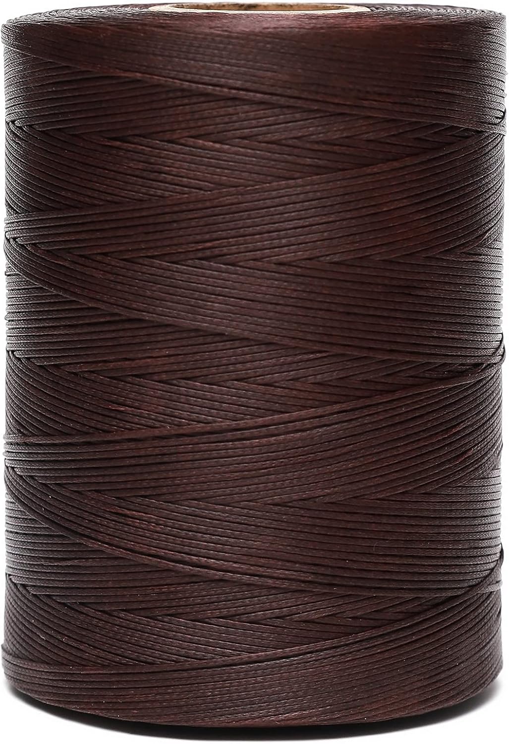 Waxed Thread,852Yards 150D 0.8mm Flat Polyester Wax Thread for Hand Sewing Leather Craft DIY Projects Shoes Repair Book Binding(Deep Brown)