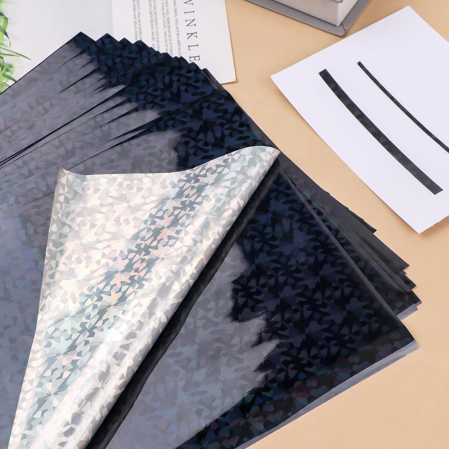 Briartw 50 Sheets Black Gemstone Toner Reactive Foil - Per Sheet 20x29cm (7.9 x 11.4 inch)- Metallic Finish for Laser Printers & Laminators - Ideal for Printing,Cardmaking,Scrapbooking,DIY Projects