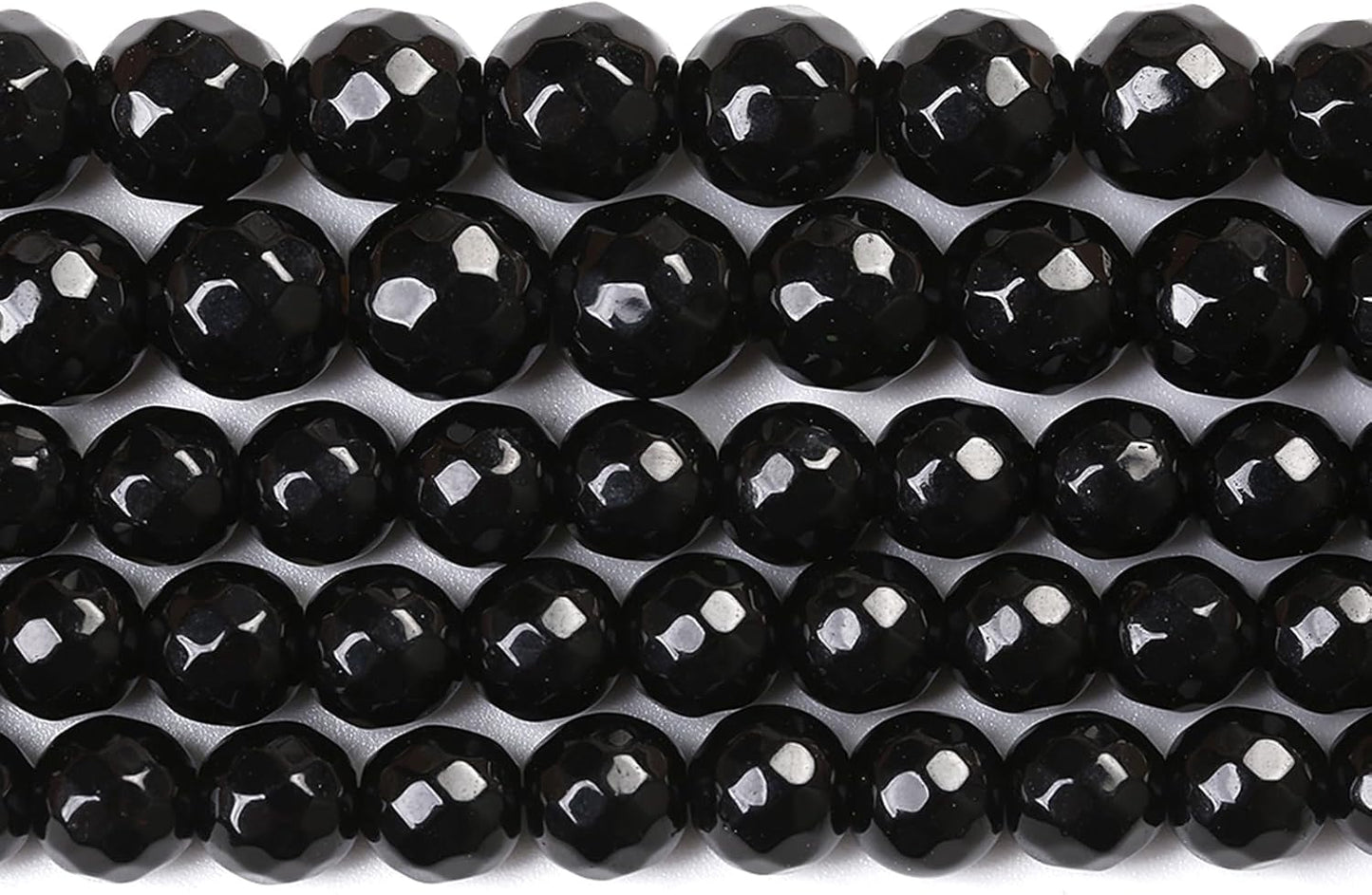90pcs 4mm Natural Faceted Black Agate Stone Beads for Jewelry Making Energy Healing Beads DIY Bracelet Necklace Accessories 15" (4mm, Faceted Black Agate)