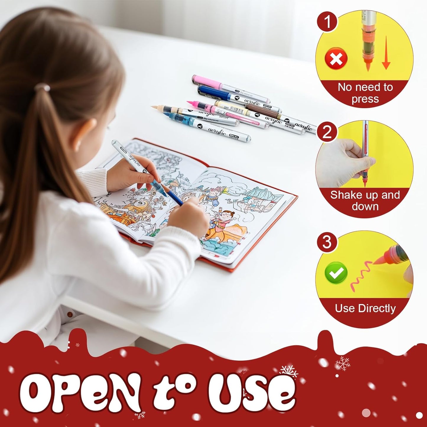 36 Colors Acrylic Paint Markers Set, Water Based Acrylic Paint Pens With Visual Ink Window,Soft Brush Tip Acrylic Markers for canvas, Egg, rock painting,Wood, Stone, Glass, Fabric and DIY Crafts Art