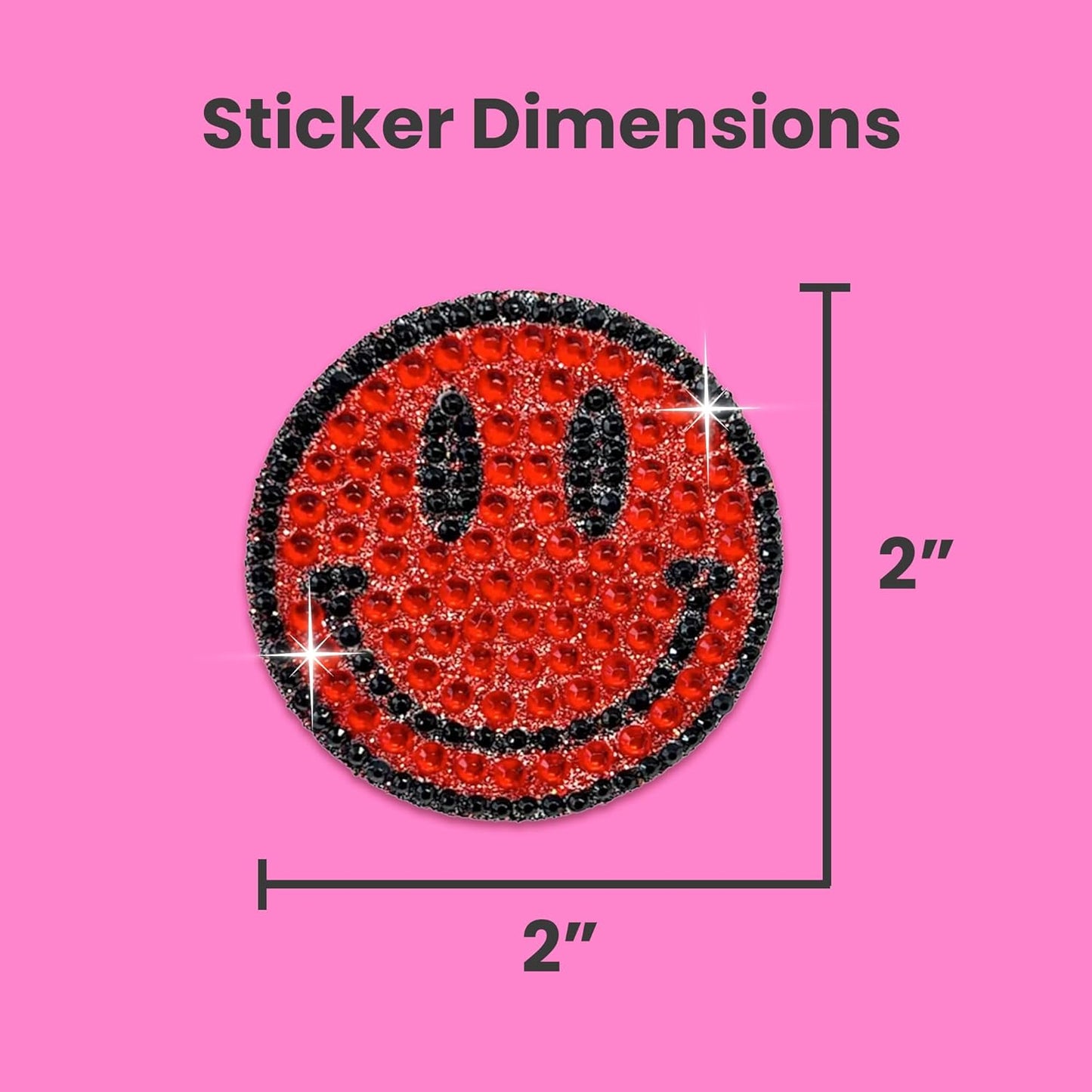 StickerBeans® Rhinestone Stickers - Red Spirit 4-Pack, 2” x 2” Each, Unique Sparkly Cut-to-Shape for Collecting, Trading, Decorating Laptops, Phone Cases, Scrapbooks, for Kids, Teens, & Adults